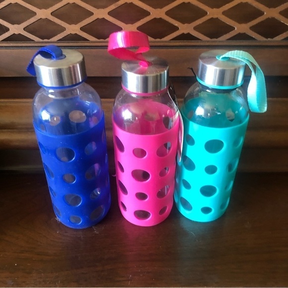 Lot of Glass Bottles BPA   free one  With Flat Cap Size New With tag - Picture 2 of 3